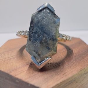 14k Yellow Gold 4.55ctw Hexagon Salt and Pepper Diamond Ring